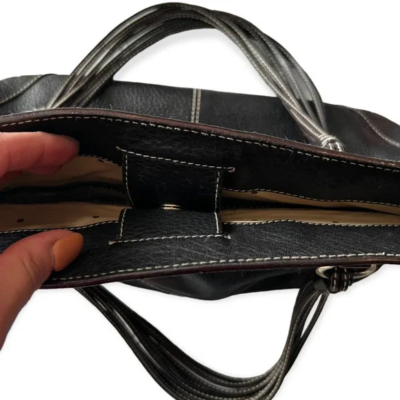 Kate Spade New York Black Pebbled Multi-Strand Handle Leather Shoulder Bag, Tote - Picture 6 of 12